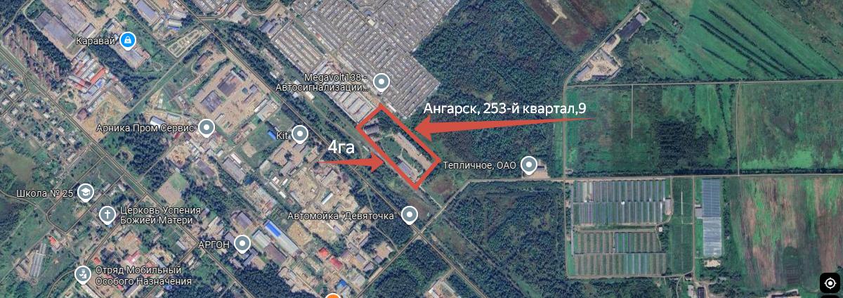 Расположение базы на карте Ангарска, 253 квартал